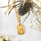 Médaille de la Vierge rectangulaire 18 mm - plaqué or - 1