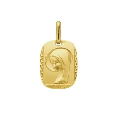 Médaille de la Vierge rectangulaire 18 mm - plaqué or