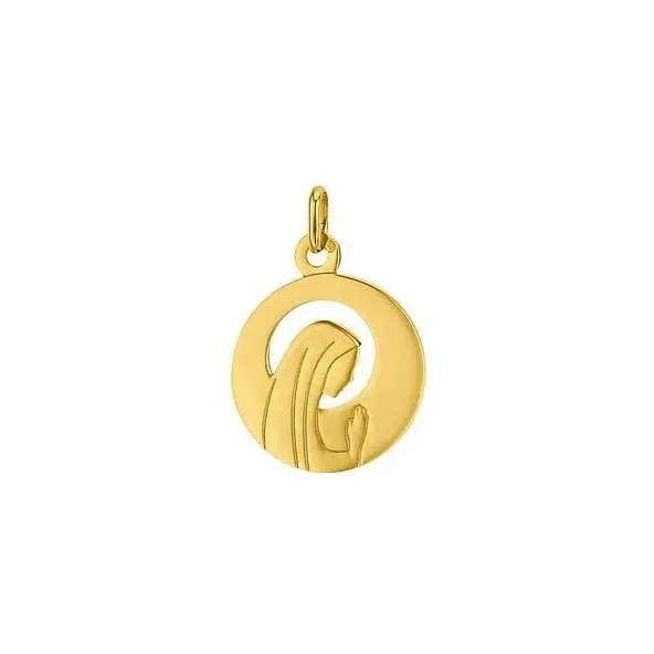 Médaille de la Vierge priante ajourée 18 mm en or 18 carats