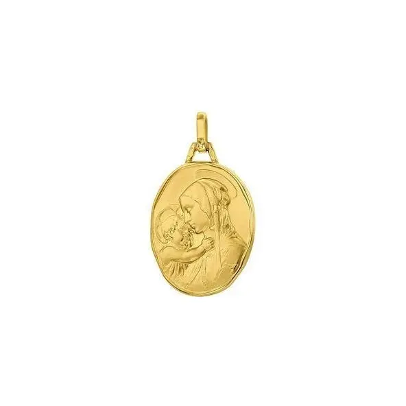 Médaille de la Vierge à l'Enfant de Botticelli ovale 18 mm en or 18 carats