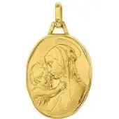 Médaille de la Vierge à l'Enfant de Botticelli ovale 18 mm en or 18 carats - 3