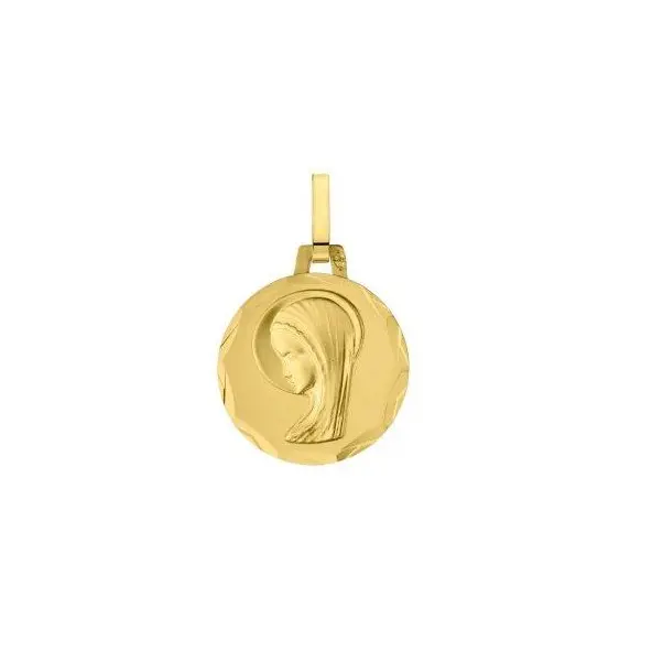 Médaille de la Vierge 14 mm bord ciselé en or 18 carats