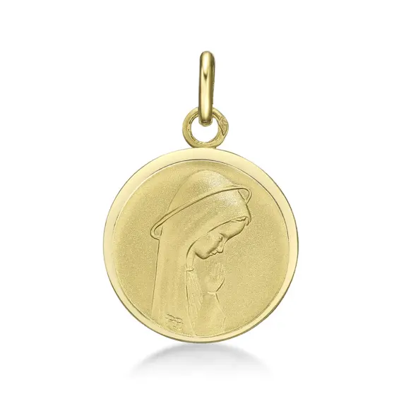 Médaille Vierge Marie de douceur 17 mm en or 18 carats