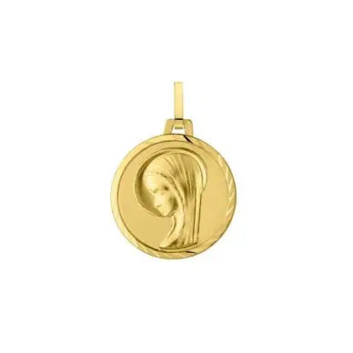 Médaille de la Vierge bord strié en or 18 carats