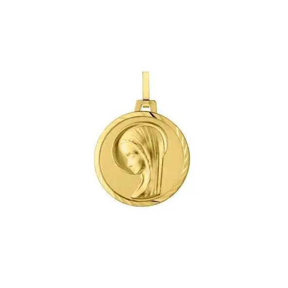 Médaille de la Vierge bord strié en or 18 carats