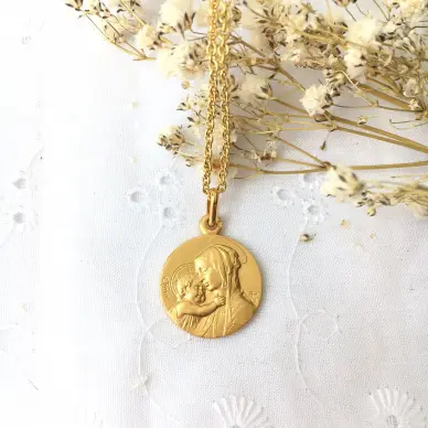 Médaille Vierge à l'Enfant de Botticelli en or 18 carats