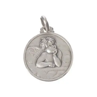 Médaille Ange rêveur avec bordure - argent