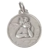 Médaille Ange rêveur avec bordure - argent - 2