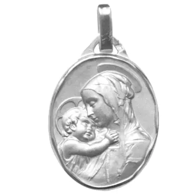 Médaille de la Vierge à l'Enfant de Botticelli ovale - argent