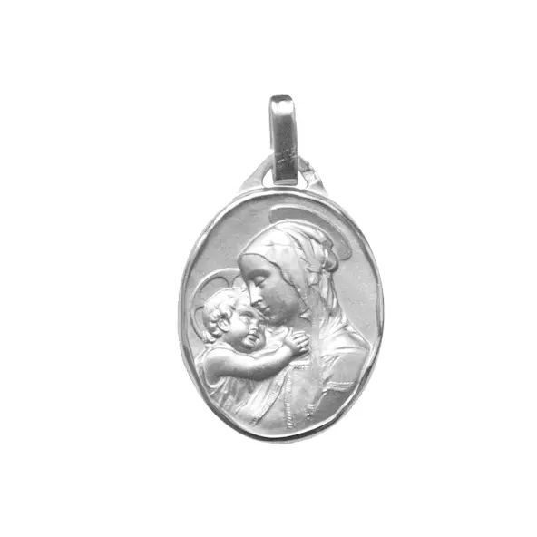 Médaille de la Vierge à l'Enfant de Botticelli ovale - argent