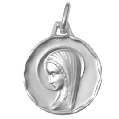 Médaille de la Vierge de profil avec bord - argent