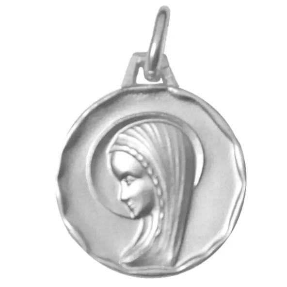 Médaille de la Vierge de profil avec bord - argent