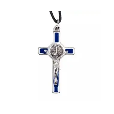 Croix Saint Benoît émaillée 3,5 cm - avec cordon