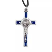 Croix Saint Benoît émaillée 3,5 cm - avec cordon - 2