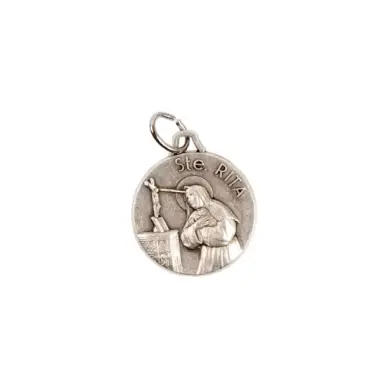 Médaille Sainte Rita - métal argenté -  18 mm