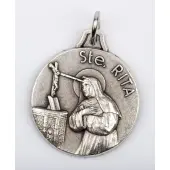 Médaille Sainte Rita - métal argenté -  18 mm - 2
