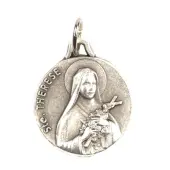 Médaille Sainte Thérèse - métal argenté - 18 mm - 2