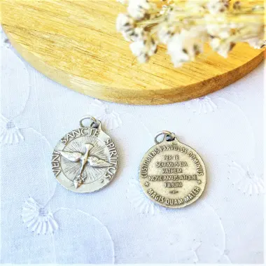 Médaille Saint Esprit  - métal argenté - 18 mm