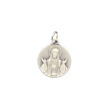 Médaille Sacré-Coeur de Jésus - métal argenté -  18 mm