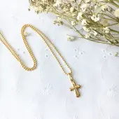 Croix arrondie 15 mm - plaqué or - 1