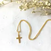 Croix plate 15 mm - plaqué or - - 1