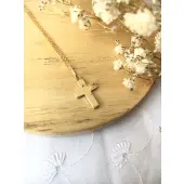 Croix plate 14 mm en or 18 carats - 1