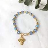 Bracelet doré et grains semi-cristal - 1