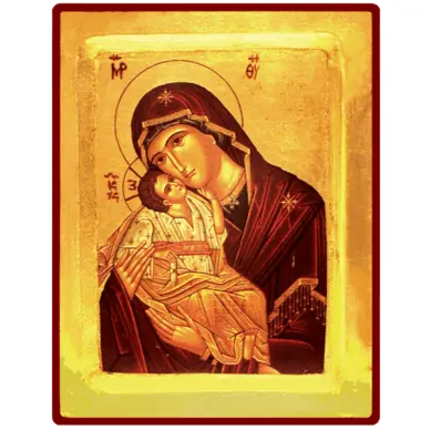 Icône Creuse Vierge de Tendresse rouge