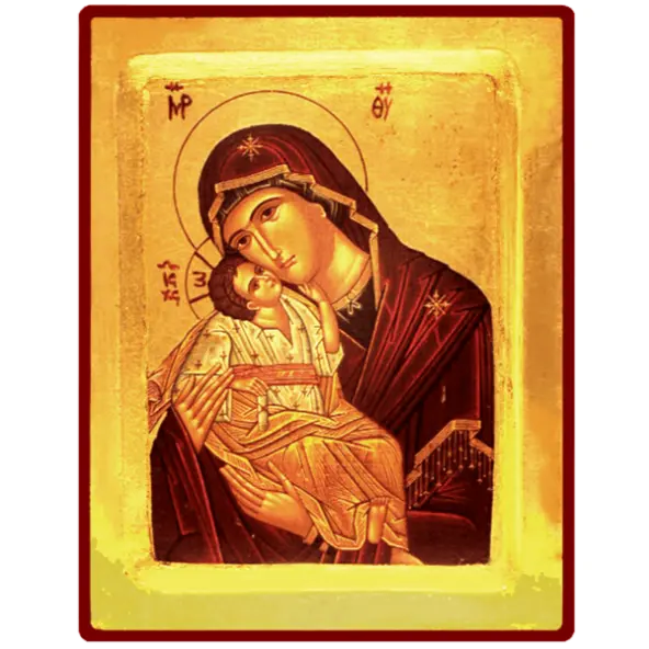 Icône Creuse Vierge de Tendresse rouge