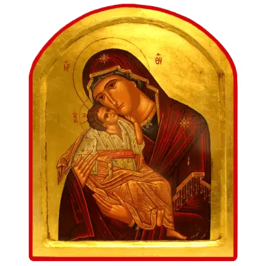 Icône Creuse Arrondie Vierge de Tendresse rouge