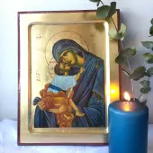 Icône Creuse Vierge de tendresse au voile bleu - 1