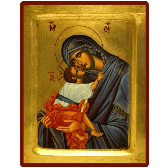 Icône Creuse Vierge de tendresse au voile bleu