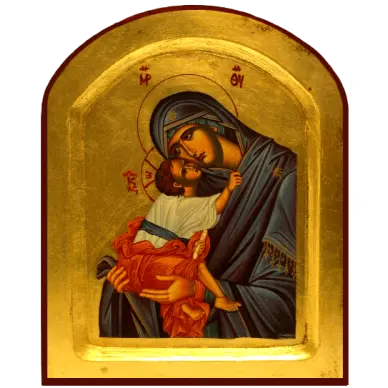 Icône Creuse Arrondie Vierge de Tendresse Bleue