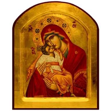 Icône Creuse Arrondie Vierge de Tendresse auréolée