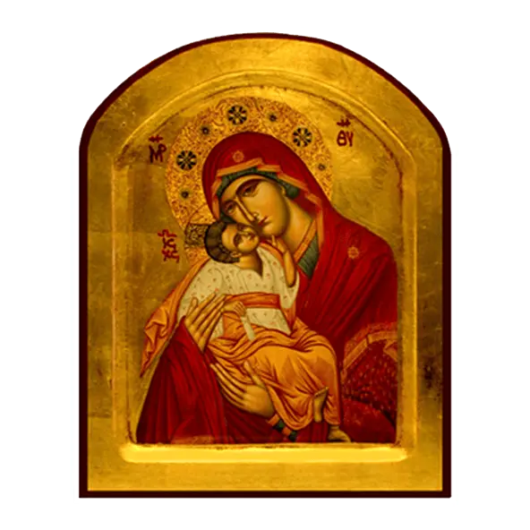 Icône Creuse Arrondie Vierge de Tendresse auréolée