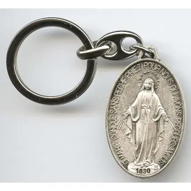 Porte-clés Vierge Miraculeuse ovale 3 cm