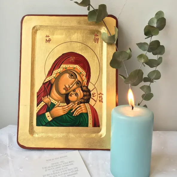 Icône Creuse Vierge de Korsun rouge