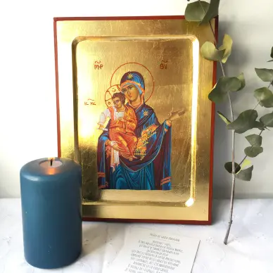 Icône Creuse Vierge Toute Puissante bleue