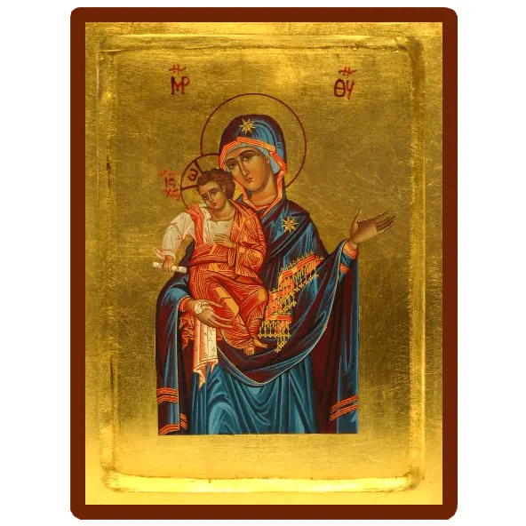 Icône Creuse Vierge Toute Puissante bleue