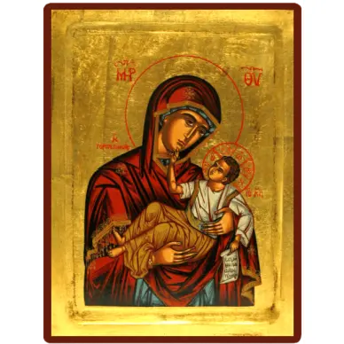 Icône Creuse Vierge Toute Puissante rouge