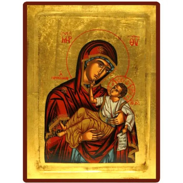Icône Creuse Vierge Toute Puissante rouge