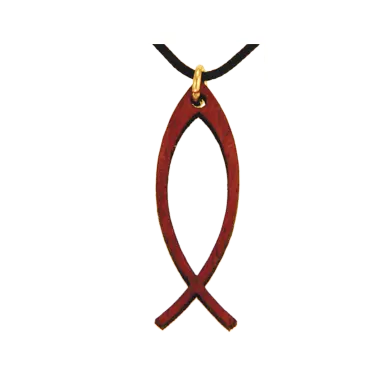 Pendentif Poisson avec cordon - Bois verni