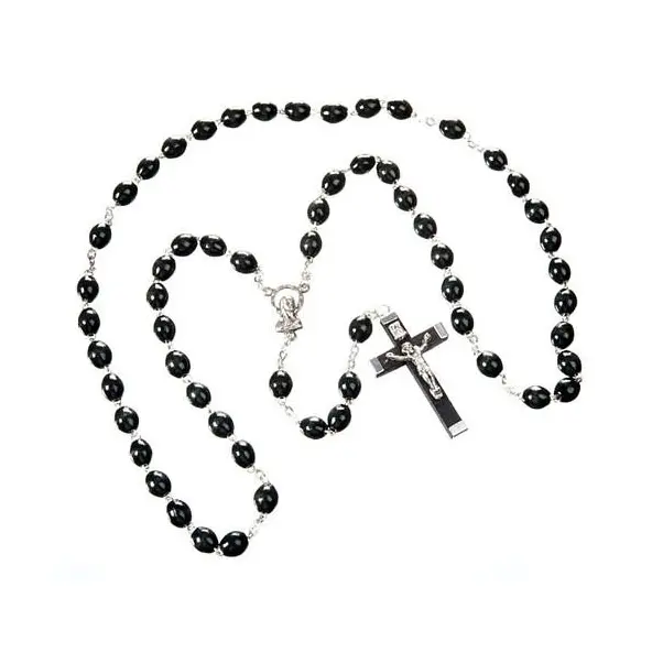 Chapelet en bois sur chaîne - Noir