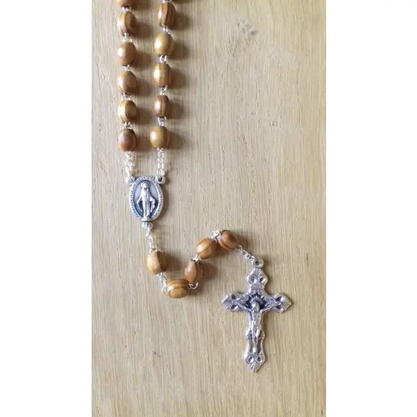 Chapelet sur chaîne - Bois d'olivier