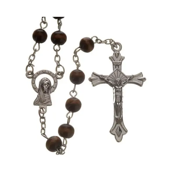 Chapelet sur chaîne - Bois foncé - 49 cm