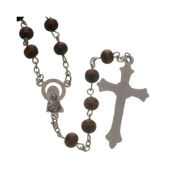 Chapelet sur chaîne - Bois foncé - 49 cm