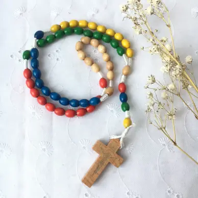 Chapelet Missionnaire en bois - grains ovales