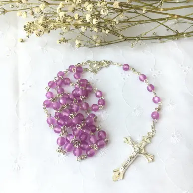 Chapelet Vierge Marie - Résine Mauve
