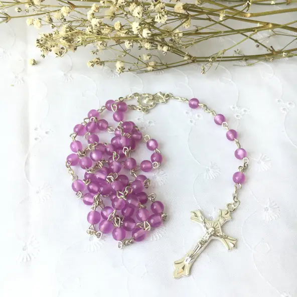 Chapelet Vierge Marie - Résine Mauve