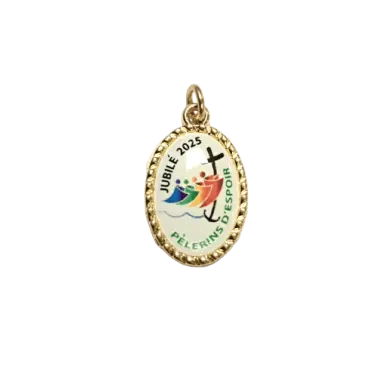 Médaille du Jubilé 2025 - 22 mm - Bord orné doré et résine